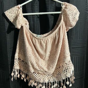 Off the shoulder half shirt